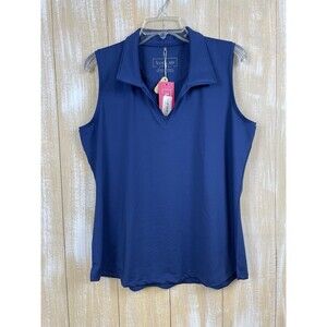Ana Clare Active Top Womens XL Sleeveless Peformance Navy Golf Tennis NEW